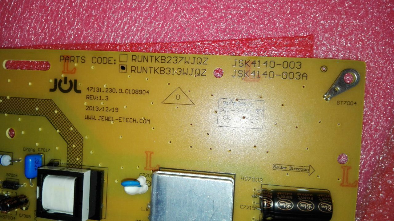 NEW Sharp RUNTKB313WJQZ JSK4140-003A Power Supply Board - Click Image to Close
