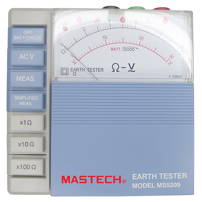 MASTECH MS5209 ANALOG EARTH RESISTANCE TESTER Pointer Ground Earth Resistance Test Meter Megger Megometro 10-1000 ohm