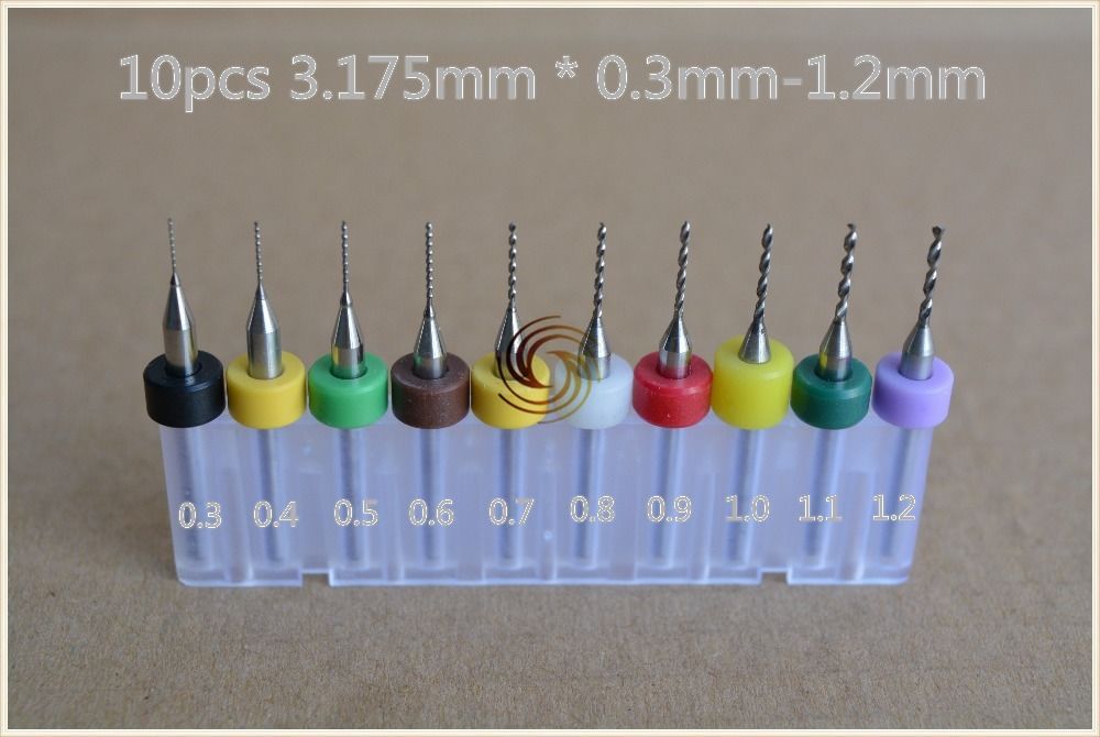 10pcs 0.3mm-1.2mm PCB mini drill Bit tungsten steel carbide for 3d printer drill