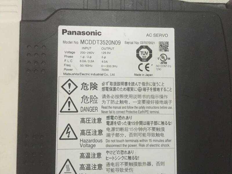 1PC USED PANASONIC AC SERVO DRIVER MCDDT3520N09 FREE EXPEDITED SHIPPING